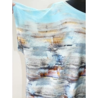 Bluzka OVERSIZE ze wzorem błękitne morskie fale & biodra 124-138